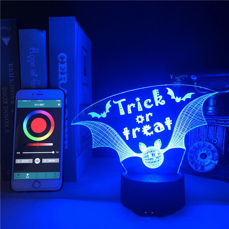 Halloween Bat 3d Night Light Smart Alarm Clock Bluetooth Speaker