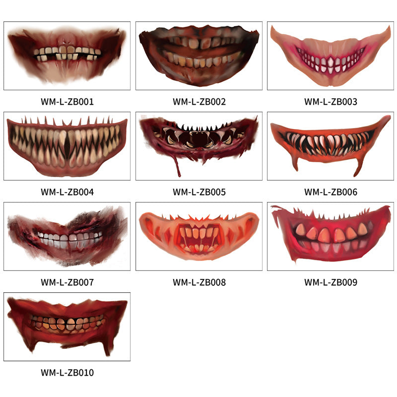 Halloween Mouth Tattoo Stickers Party Horror