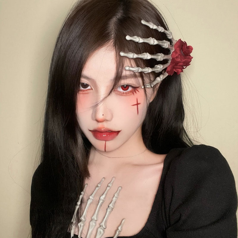 Dark Halloween Women Dress Up Cute Skull Barrettes Ornament