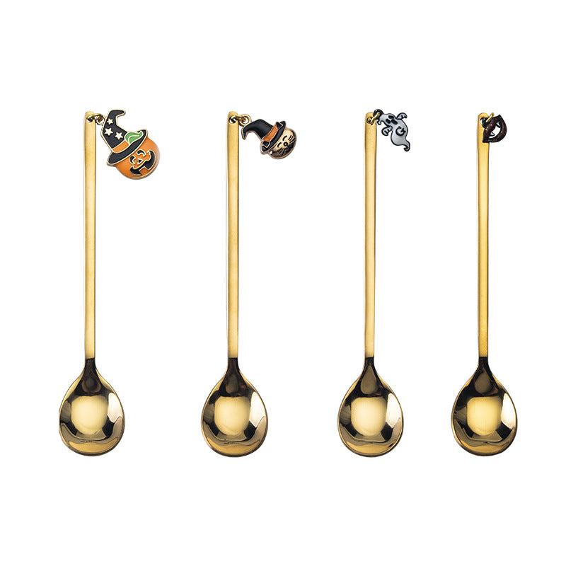 Halloween Style Pendant Stainless Steel Coffee  Creative Pumpkin Spoon