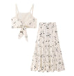 Summer New Embroidered Linen Blended Top Long Skirt