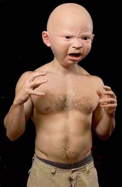 Smiling Crying Baby Mask Halloween Party Latex Face