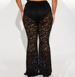 Women's Clothing See-through Lace Bell-bottom Pants