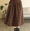 Elastic High Waist Woolen Cloth Plaid A- Line Dress