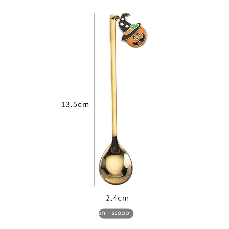 Halloween Style Pendant Stainless Steel Coffee  Creative Pumpkin Spoon