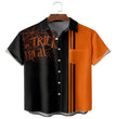 New Halloween Creative Print Off Loose Collar Short Sleeve Shirt Men