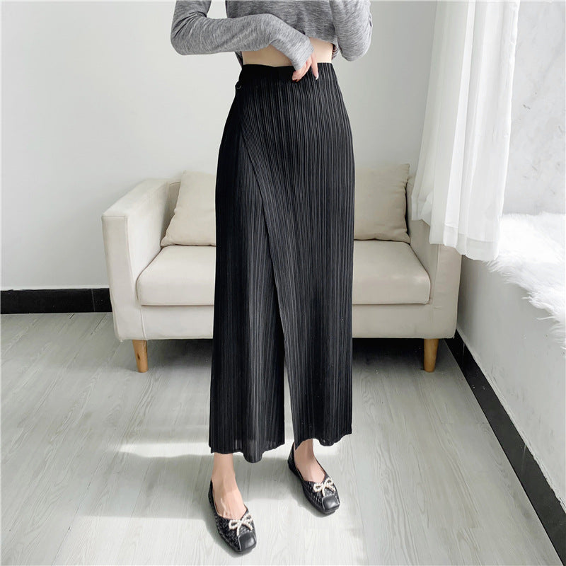 Straight Oblique Loose Slimming Casual Pleated Pants