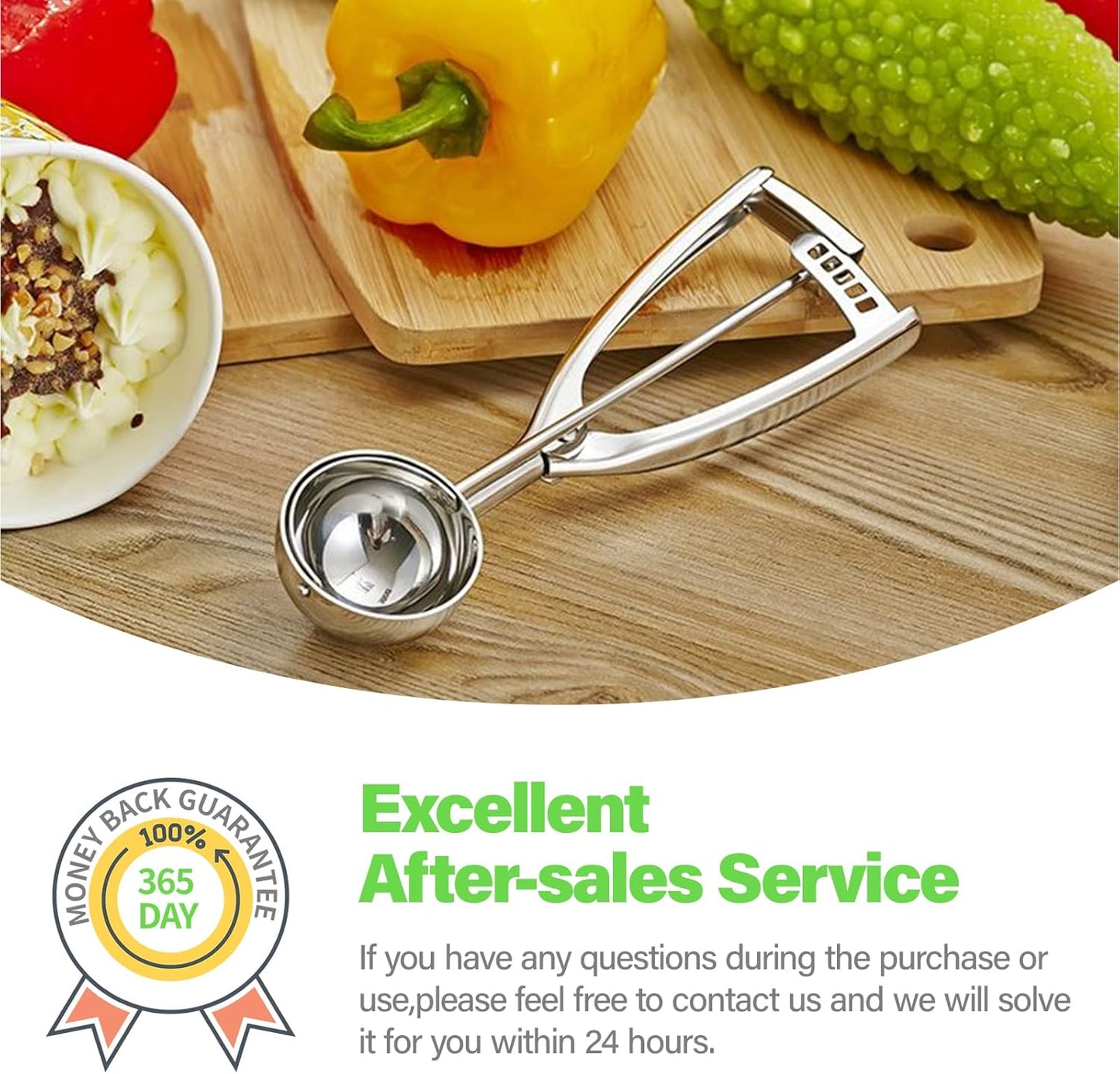 Medium Cookie Scoop for Baking, 2.8 Tablespoons/ 42 Ml/ 1.4 Oz Ball Cookie Dough Scoop - Spring-Loaded Ice Cream Scoop 18/8 Stainless Steel Secondary Polishing - (#24-1 9/10 In)