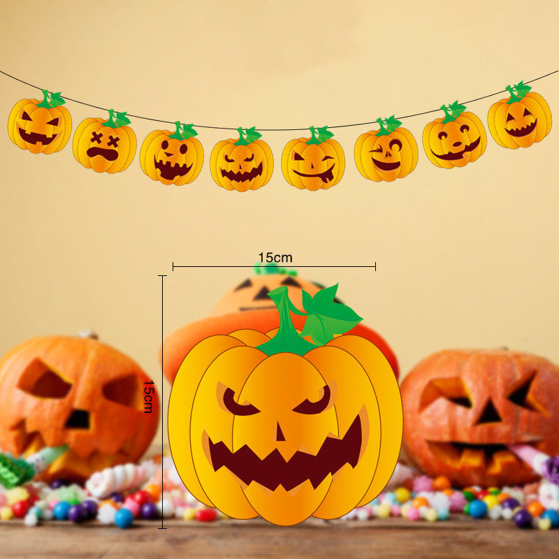 Halloween Jack-o-lantern Spider Web Pull Flag