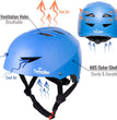 Skateboard Helmet, Cpsc-Compliant Bike Helmet BMX Helmet Multi-Sport Helmet for Youth Men and Women