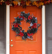 Halloween Black Red Rose Ring Wreath