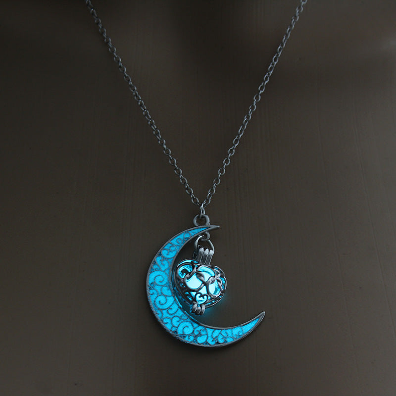 Halloween multi-colored moon love necklace
