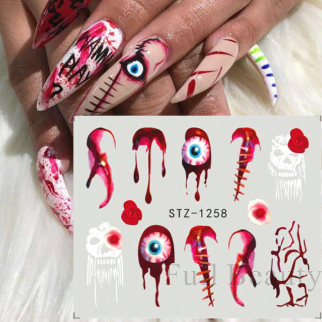 Halloween Pumpkin Nail Sticker Watermark Sticker