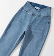 American Retro High Waist Irregular Denim Bootleg Pants Women