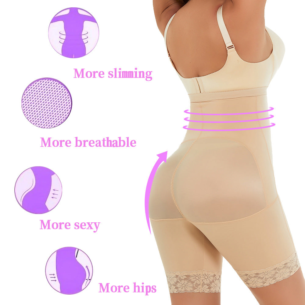 Breasted High Waist Breathable Lace Edge Butt-lift Underwear
