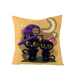 Halloween Linen Cute Cartoon Printed Kitten Pumpkin Head Pillow Cover