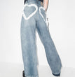 Women's Fashion Retro Distressed Wash Straight-leg Pants