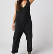 Solid Color Casual Suspender Trousers Women