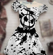 Halloween Skull 3D Digital Print Drawstring Dress