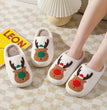 Winter Warm Home Christmas Elk Cotton Slippers