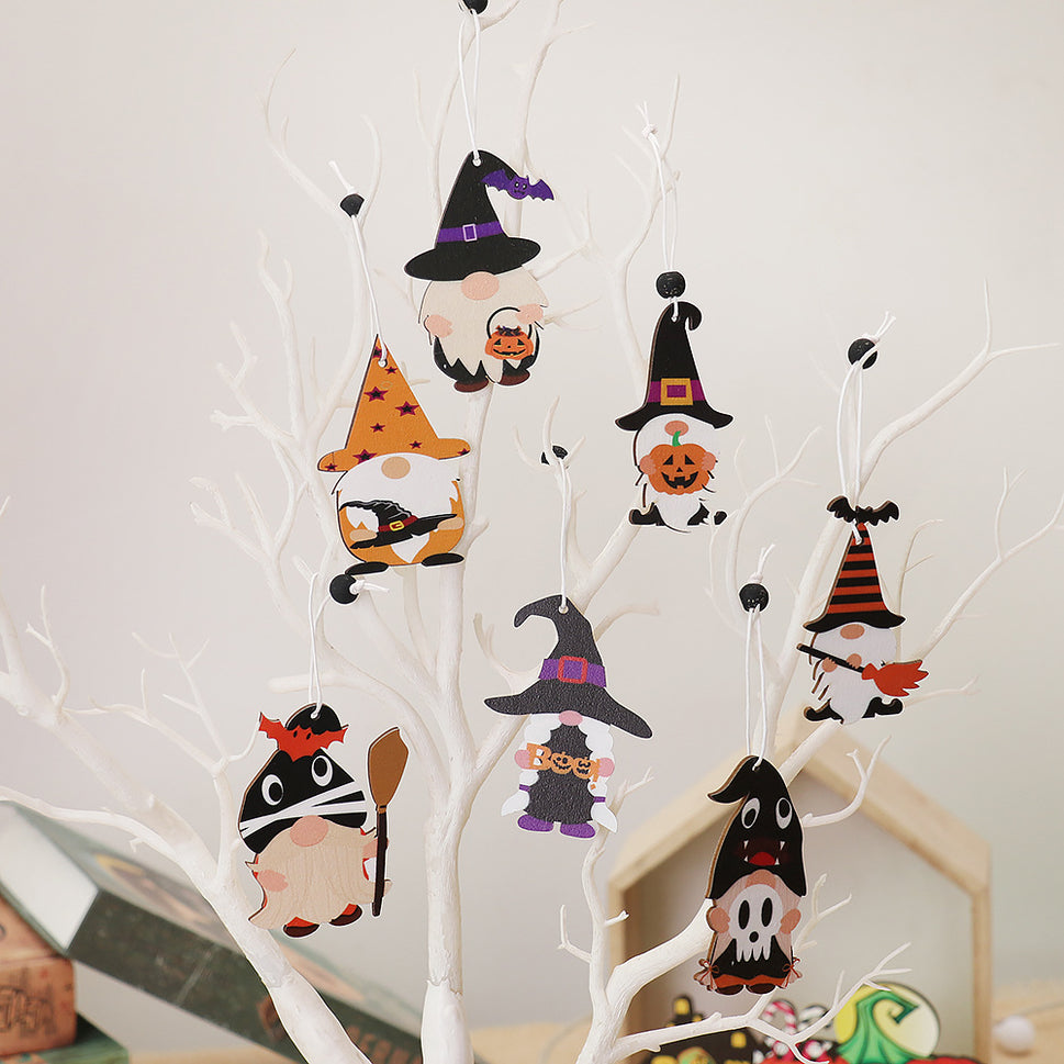 Halloween Decoration Cartoon Doll Wooden Pendant