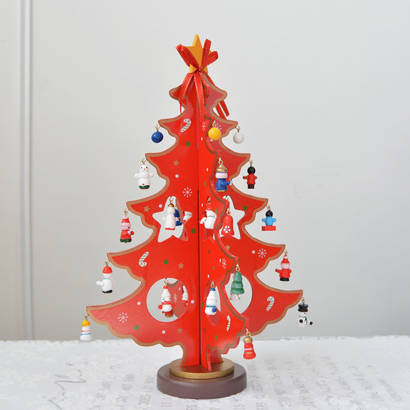Combination Three-dimensional Pendant Villain Wooden Christmas Tree Ornament