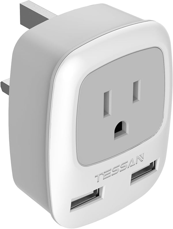 Type G UK Travel Plug Adapter with 2 USB Ports