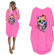 Halloween Skull Print Stitching Plus Size Dress