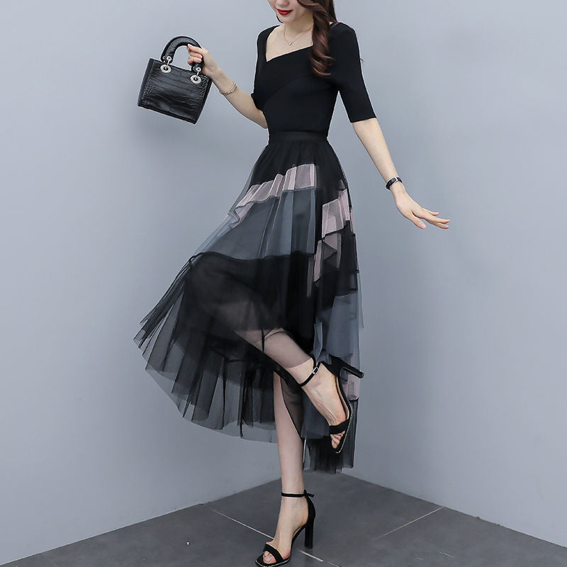 New Women's Summer Adult Lady Like Woman Western Style Youthful-looking Lightly Mature Fashion Tulle Skirt