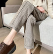 Small Women's Autumn And Winter Herringbone Pattern Woolen Trousers