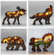 Christmas Decoration Wooden Animal Carving Handcraft Gift Wall Hanging Sculpture 3D Bear Deer Elk Art Decor New Year Ornaments