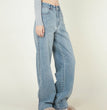 High Waist Loose Retro Brushed White Neutral Daddy Denim Trousers For Women