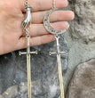 Hollow Moon  Witch Gothic Long Sword Halloween Earrings