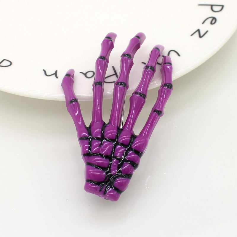 Halloween Skull Hand Claw Fluorescent Hairpin