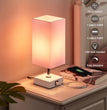 Touch Control Table Lamp with 2 USB Charging Ports, 3 Way Touch Lamps beside Desk, Nightstand Lamp for Bedrooms Living Room, Pink Shade with White Base, LED Bulb Included(Pink)