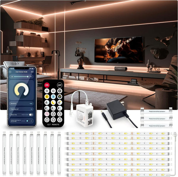 Motion Sensor Under Cabinet LED Light Kit, 10 Pcs