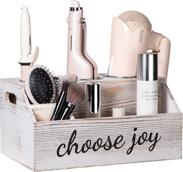 Rustic Wooden Hair Tool Organizer