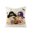 Halloween Linen Cute Cartoon Printed Kitten Pumpkin Head Pillow Cover