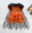 Girls' Halloween Mesh Cake Short Sleeve Dress