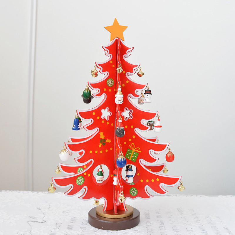 Combination Three-dimensional Pendant Villain Wooden Christmas Tree Ornament