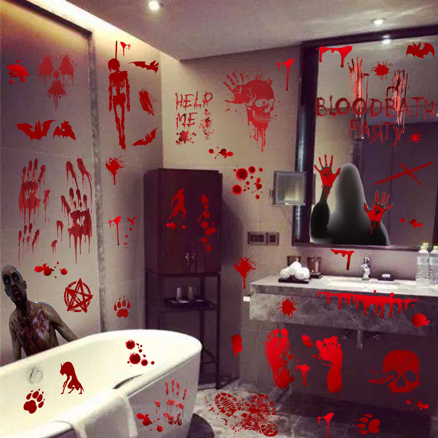 Halloween Blood Static Window Stickers Bathroom