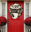 Halloween Wreath BOO Farmhouse-Ghost Wreath Outdoor Front Door Indoor Wall Decor Honeycomb Ghost Smiley Balloon For Halloween