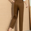 Women's High Waisted Draped Straight Leg Nine Minute Pants