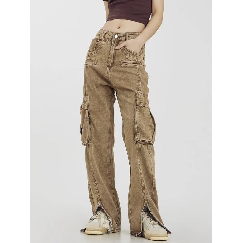 Overalls Men's And Women's Sports Loose Wide Leg Multi-pocket