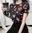 Halloween Printed High-waisted Slim-fitting T-shirt Female Vitality Girl