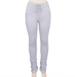 Elastic high-waist pleated drawstring slacks