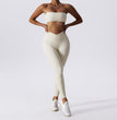 Basic Sports Nude Feel Skinny Yoga Clothes Suit For Women