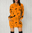 Women's Halloween Loose Long Sleeve Sweatshirt Dress