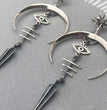 Gothic Devil's Eye Punk Earrings Halloween Accessories Ancient Silver Moon Long Metal