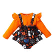 Halloween Flounced Sleeve Fake Two-piece Round Neck Long-sleeved Triangle Romper
